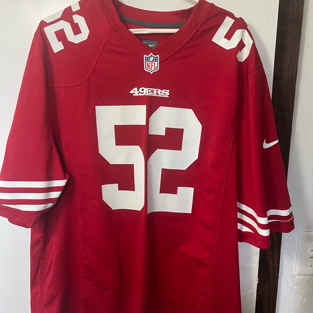 Red 49ers NFL Jersey with Number 52 Patrick Willis